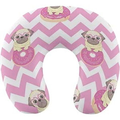 Oudrspo Pug in Donuts Travel Pillow U Shaped Memory Foam Neck Pillow with Hidden Zipper for Office Home Car