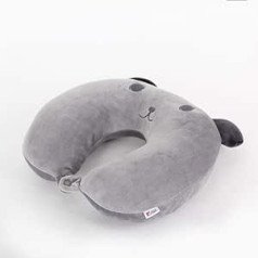 Travel Pillow Cartoon Travel U-Shaped Neck Pillow Neck Car U-Shaped Pillow Storage Cotton Pillow Office Lunch Break Pillow Suitable for Adults Kids Car Aeroplane (Color: Grey)