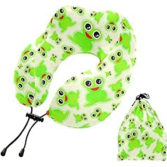 YOUJUNER Travel Pillow Green Frog Pattern Atminties putplasčio kaklo pagalvės pagalvė pagalvė kaklo pagalvė