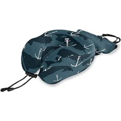 QMIN Reisekissen Ocean Anchor Narwal Animal Muster, Memory Foam Nackenkissen Unterstützung, U-förmiges Kopfkissen ergonomisches Nackenkissen, Reiseset für Langstreckenflugzeuge Auto Zug