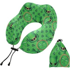 YOUJUNER Reisekissen Kleeblätter Grün Glücksklee St. Patrick's Day Memory Foam Nackenkissen Stützkissen Nackenkissen