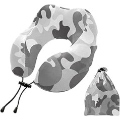 YOUJUNER Reisekissen Camouflage Grau Camo Memory Foam Nackenkissen Stützkissen Nackenkissen