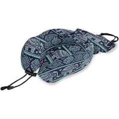 QMIN Reisekissen Tribal Indian Elefant Tier Memory Foam Nackenkissen Unterstützung U-Form Kissen ergonomisches Nackenkissen Reisekit für Langstreckenflugzeuge Auto Zug