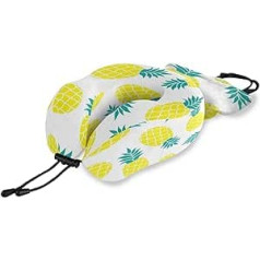 QMIN Reisekissen tropische Früchte Ananas Muster, Memory Foam Nackenkissen Unterstützung, U Form Kissen Ergonomisches Nackenkissen Reiseset für Langstreckenflugzeuge Auto Zug