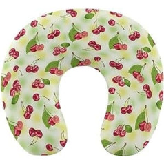 Oudrspo Red Cherry Travel Pillow U formas atmiņas putu kakla spilvens ar slēptu rāvējslēdzēju biroja mājas automašīnai