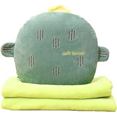 YLiansong-home Reisekissen Kissenquilt-Dual-Zweck-Autokissen NAP-Kissen-Student-Cartoon-Plüschkissen Nacken- und Kopfstütze (Color : Green, Größe : One-Size)