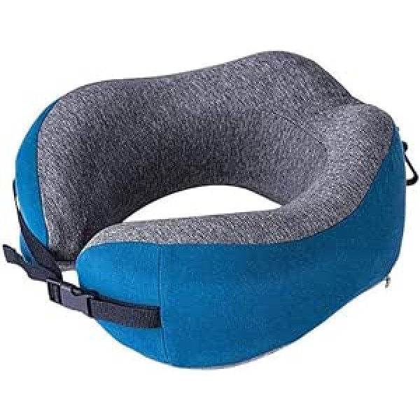 SMSOM Travel Pillow Memory Foam Neck Pillow for Aeroplane Breathable & Washable Cover Ergonomic Neck Support Pillow Blue (Colour: Blue)