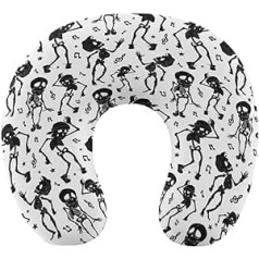 Dancing Skull Travel Pillow Pārnēsājams kakla spilvens U formas spilvena automašīnas galvas balsts sievietēm vīriešiem