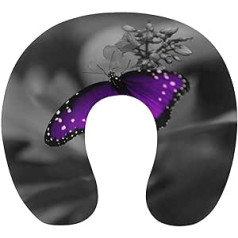 Purple Butterfly Travel Pillow Pārnēsājams kakla spilvens U-veida spilvenu automašīnas galvas balsts sievietēm vīriešiem