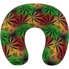 Weed on Rastafarian Travel Pillow Pārnēsājams kakla spilvens U formas spilvena automašīnas galvas balsts vīriešiem un sievietēm