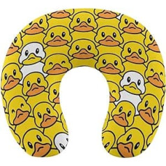 FJQWKLF Neck Support Travel Pillow, Soft Car Flight Neck Pillow, Memory Foam, 3D Printing Decor, U Shaped Pillow for Travel at Home Outdoor, Compatible with Yellow Rubber Duck Neck Pillow