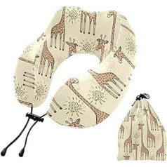 MCHIVER Animal Giraffe Neck Pillow for Sleeping, Memory Foam Travel Pillow with Storage Bag, Adjustable, Soft Head and Neck Support Pillow for Flight, Car, Home, Office, Travel, Essentials