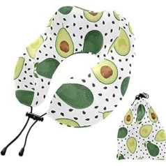 MCHIVER Avocado Fruits Neck Pillow for Sleeping, Memory Foam Travel Pillow with Storage Bag, Adjustable, Soft Head and Neck Support Pillow for Camping, Travel, Airplane, Travel Essentials