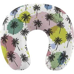 Oudrspo Watercolor Palm Tree Travel Pillow U Shaped Memory Foam Neck Pillow with Hidden Zipper for Office Home Car