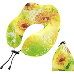 YOUJUNER Travel Pillow Vintage Sunflower Memory Foam Kakla spilvena atbalsta spilvens Kakla spilvens