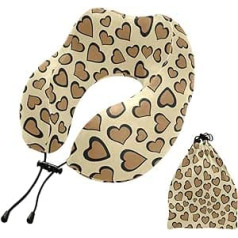 MCHIVER Leopard Heart kakla spilvens gulēšanai Atmiņas putu ceļojumu spilvens ar glabāšanas somu, regulējams mīksts galvas kakla atbalsta spilvens ceļojumiem Lidmašīnas kempings Travel Essentials