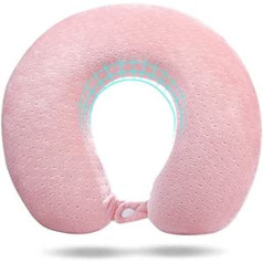 LMJ Travel Pillow Memory Foam Ergonomic Design Head Support Comfortable Neck Pillow for Plane, Bus, Train (Color : Pink)