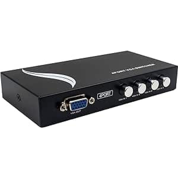 Duttek VGA Switch, VGA Umschalter, VGA Switcher 4-in-1 Schalter (1 Host 4 Displays/4 Hosts 1 Display) Vier Wege VGA Schalter, Video Schalter for PC, klēpjdators, galddators, monitors, projektors, Fernseher