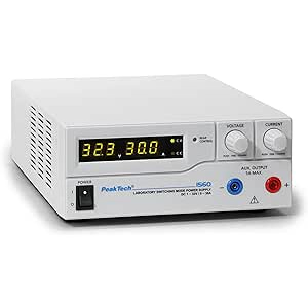 PeakTech lieljaudas/lieljaudas laboratorijas barošanas avots DC 1–32 V/0 30 A ar analogo tālvadības pulti, 1 iepakojums, P 1560