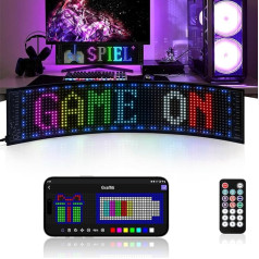 XAXVSTS Programmierbar LED Laufschrift Dislplay| 47.5 X 12cm | Led Anzeigetafel mit Bluetooth-App & Fernbedienung | Led Leuchtschild USB 5V | Vielseitig für Auto, LKW, Werbung & Party-Deko