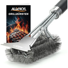 AUXHCYL Stainless Steel Grill Brush, 3-in-1 Grill Brush with Scraper, PP Heat Insulation Wire Brush Grill, 45.5 cm Extra Long Stainless Steel BBQ Grill Cleaning Brush for Gas Grill, Charcoal Grill,