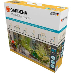 Gardena Micro-Drip sistēmas pilienveida apūdeņošanas komplekts Terase (30 augi): Sākuma komplekts, gatavs lietošanai, ūdeni taupoša apūdeņošanas sistēma, vienkārša un elastīga savienojuma tehnoloģija (13400-20)