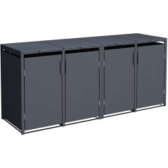 DEGAMO Munich Wheelie Bin Box for 4 x Bins 120 and 240 Litres Galvanised Steel Anthracite