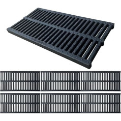 Natotela Polimēra plastmasas drenāžas režģis - 50 x 20 x 2,5 cm Heavy Duty Drain Cover 6 Pack 3m kopējais garums tranšejas drenāžas siets baseinam pagalma žogs ārā celiņš dārzs