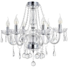 A1A9 Maria Theresia Crystal Chandelier Lights, Clear Glass K9 Crystal 6 Arms Flush-Mounted Ceiling Light, LED Pendant Light for Living Room, Dining Room, Hallway, Stairs, Living Room, Size: D58 cm,