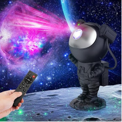 Starry Sky Projector, Astronaut Projector LED with Remote Control and Timer, Star Projector, 360° Rotation, Adjustable Brightness and Speed, Night Light for Children and Adults, Black