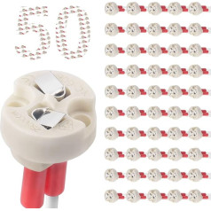 DiCUNO 50P MR16 GU5.3/G4 Keramik Fassung mit 15CM Kabel, 12-250V, Bi-Pin Base für Halogen/LED-Lampe