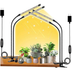 FRGROW LED augu lampa, pilna spektra augu gaisma istabas augiem, augu gaisma, LED, 3000 K/5000 K/660 nm pilna spektra augu lampa, augiem paredzēta augšanas lampa, 10 līmeņu aptumšojama, taimeris (2 gab.)