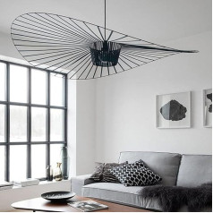 YONIISEA Vertigo lampa 80 cm melna, moderna Vertigo piekaramā gaisma E27 Lustra Retro viesistaba Stikla šķiedras tērauds + poliuretāns Vintage Hat Pendant Light, Max 40 W