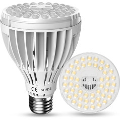 SANSI 24 W LED augu pilna spektra lampa, E27 balta 300 W ekvivalenta LED augšanas lampa telpaugiem, augšanas gaisma ar augstu PPFD, 4000 K dienas gaismas augu gaisma sējai un augļiem