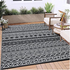 IMINROME Outdoor-Teppich für Terrassen, wasserdicht, 12,7 x 20,3 cm, wendbar, geometrischer Teppich, leichter Teppich, Kunststoff-Stroh, Outdoor-Teppich für draußen, Wohnmobil, Deck, Picknick, Strand,