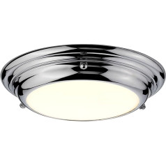 Licht-Erlebnisse Anisa LED Ceiling Light in Polished Chrome IP54 Diameter 25 cm Art Nouveau Design Bathroom Lighting Bathroom Lamp