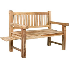 Ambientehome Teak Wood Garden Bench with Trays Elephant Bench Mammut Natural Approx. 120 cm