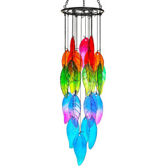 18 Inch Stained Glass Wind Chimes Outdoor Unique Rainbow Leaves Forest Wind Chimes Outdoor Decoration Garden Decor