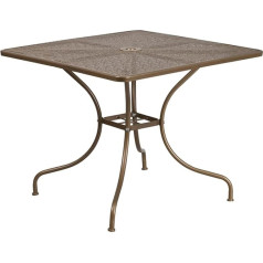 Flash Furniture 90,2 cm kvadrātveida iekštelpu/āra tērauda terases galds, metāls, zelta, 35,5