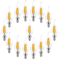 Ruihua E14 6 W dimmable LED spuldzes (ekvivalents 60 W halogēna spuldzei) 600 LM Warm White 2700 K Retro Candle Bulb C35 Small Energy Saving Edison Spiral Light Bulb, Pack of 15