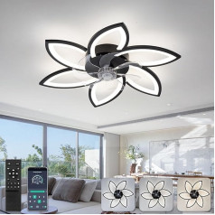 YUNLONG 78 cm griestu ventilators ar apgaismojumu Ļoti klusa dzīvojamā istaba Dimmable LED lampa ar ventilatoru Modern DC motora ventilators ar apgaismojumu Vasaras ziemas funkcija guļamistabai Virtuve, melns