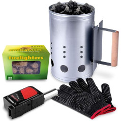 FENRIR Homenote Homenote Rapid Charcoal Chimney Starter Set Ugunskura piederumi Aizdedzinātāja kubi BBQ karstumizturīgi cimdi Blower BBQ Tools