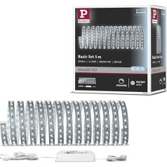 Paulmann 70605 LED lente MaxLED 500 Basisset 5m Tageslichtweiß 6500K 28W 230/24V 60VA Silber LED Lichtband Lichtstreifen Lichtschlauch, 1 Stück (1er Pack)