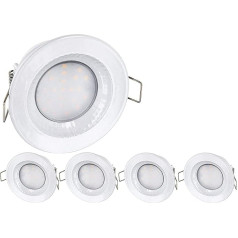 Komplektā 5 LED iebūvējamie prožektori ar IP54 iebūvējamo gaismu filtru 230 V - 5 W - 430 lūmeni - Alumīnija lējuma sakausējums - Skrūves loka diametrs 68 mm - Silti balta (2900 K)