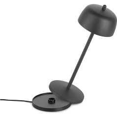 LVL THETA Dimmable LED akumulatora galda lampa iekštelpās un ārpus telpām IP65 - bezvadu uzlādējama galda lampa ar itāļu dizainu, 2700 - 4000 K, 9-24 stundas, dizains: Zafferano (matēts melns)