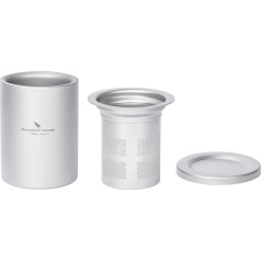 iBasingo Ti3021D Titāna kauss ar filtra vāku Loose Tea Coffee Mug Indoor Outdoor Double Layer Tea Cup ar vāku kempinga piknika pārgājieniem ceļojumu birojam