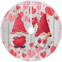 Valentīna koka svārki Kāzu Valentīna diena Gnomes Tree Skirt Hearts Tartan Plaid 36 