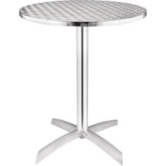 Bolero Runder Klapptisch für den Innen- und Außenbereich Café Restaurant Bar Bistro Terrassentisch 600mm, Aluminiumgestell, Edelstahlplatte, Terrassentisch, Abmessungen: 720(H x 600(D) mm | U423