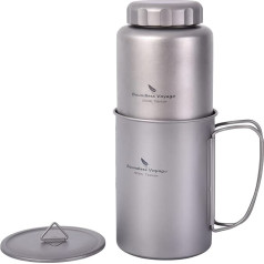 iBasingo Ti3007D Titan-Flasche mit 600 ml Nistbecher, für Outdoor, Camping, einlagig, breite Öffnung, Kochgeschirr, leicht, tragbar, für Wandern, Picknick, Solo-Kochen, 1050 ml