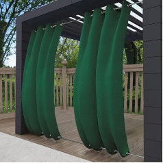 Mingfuxin Wasserdichter Outdoor-Vorhang, Terrassen-Sonnenschutz, Verdunkelungsvorhänge mit Aluminiumösen, wärmeisoliert, winddicht, Gartenpavillon-Vorhänge (132,1 x 213,4 cm, 2 Paneele, dunkelgrün)